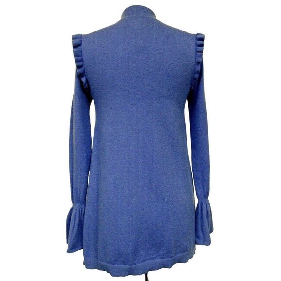 Elle Sz XS Mock Neck Ruffled Shoulder Pullover Top LS Sweater Periwinkle NEW - Picture 3 of 6